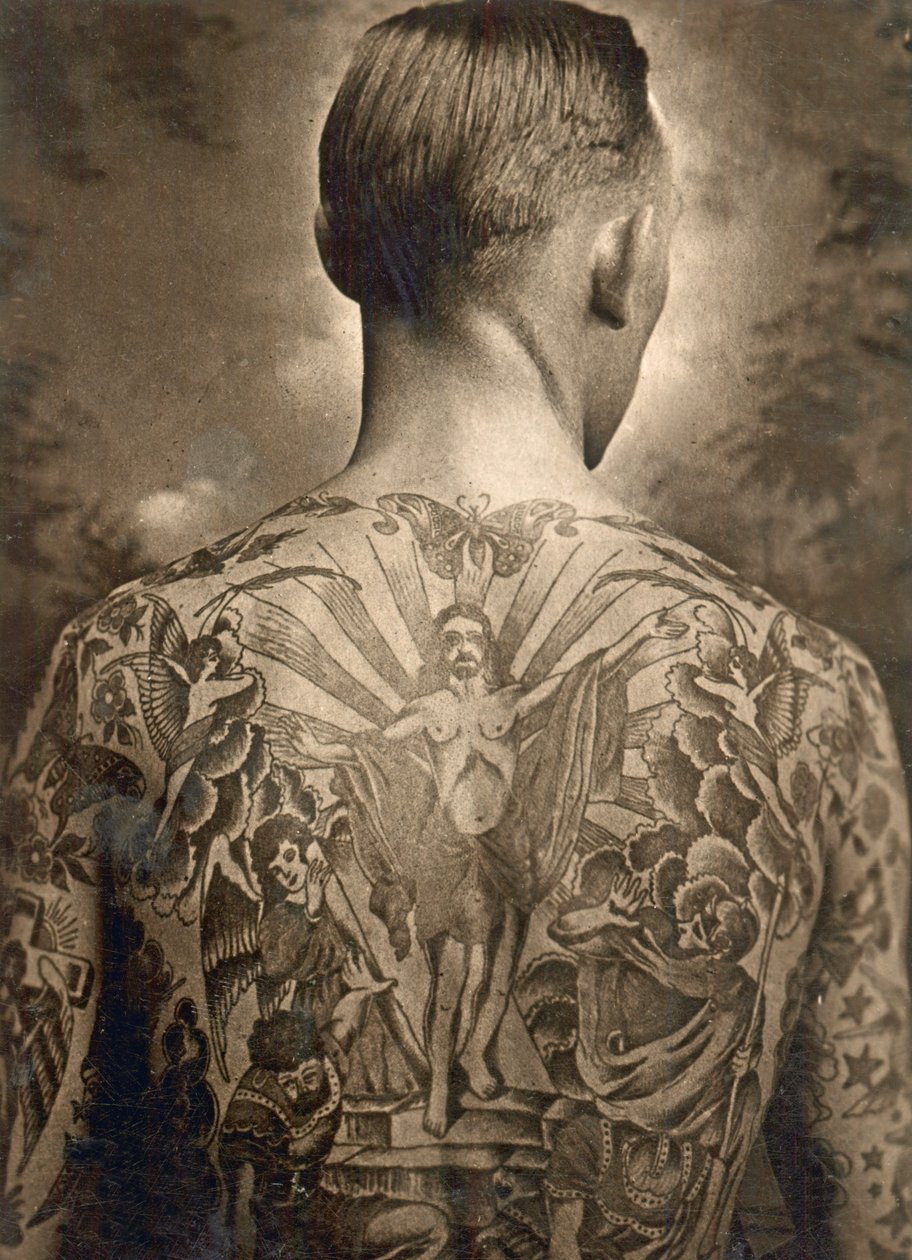 Retrato, de, um, tatuado, homem de Unbekannt Unbekannt