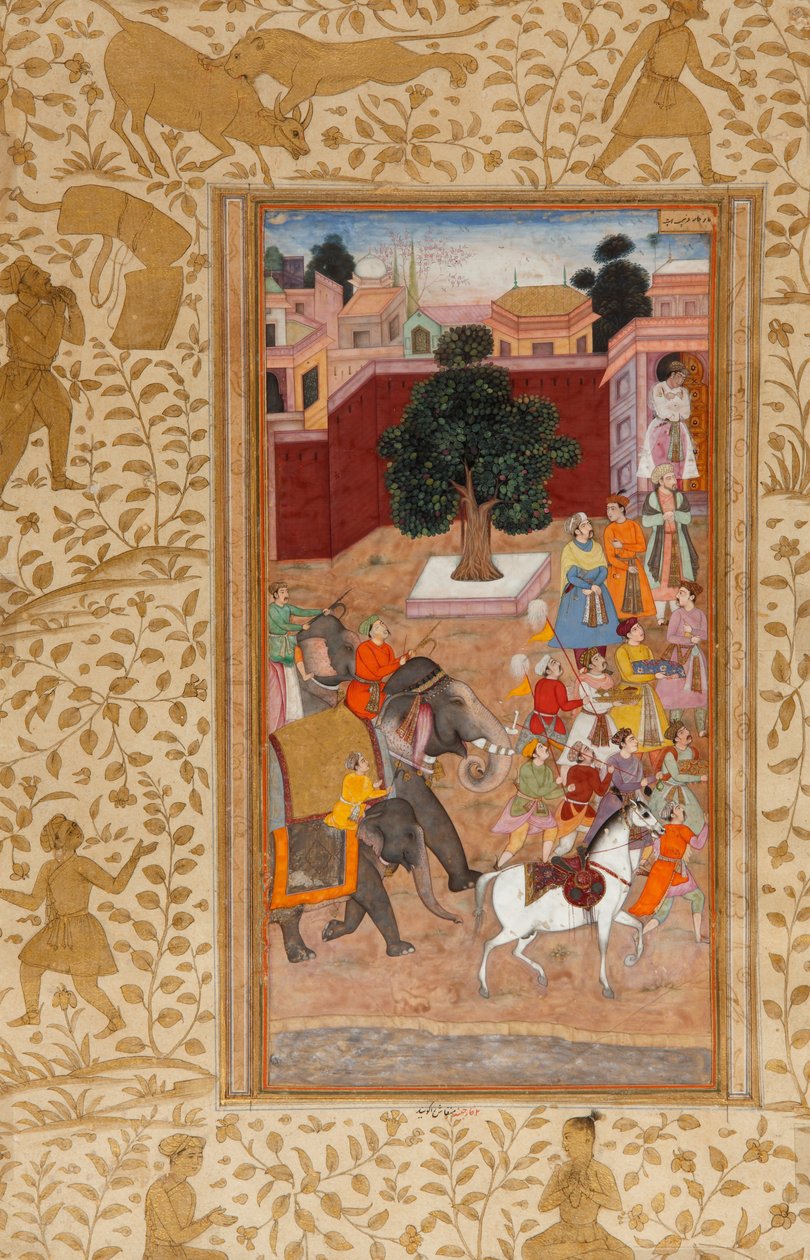 Procissão do Imperador de Akbar no Akbar Namah de Abu-l Fazl de Unbekannt Unbekannt