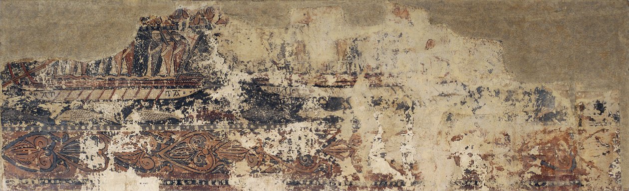 Pinturas profanas da batalha Sigena-Naval entre uma galera cristã e uma galera sarracena de Unbekannt Unbekannt