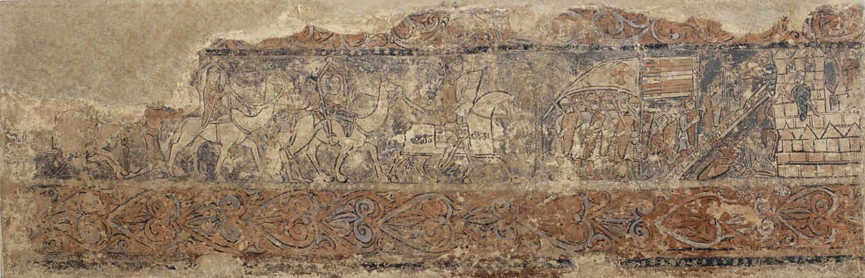 Pinturas profanas de Sigena-Retinue de peregrinos e assalto a um castelo (Saint John of Acre) de Unbekannt Unbekannt