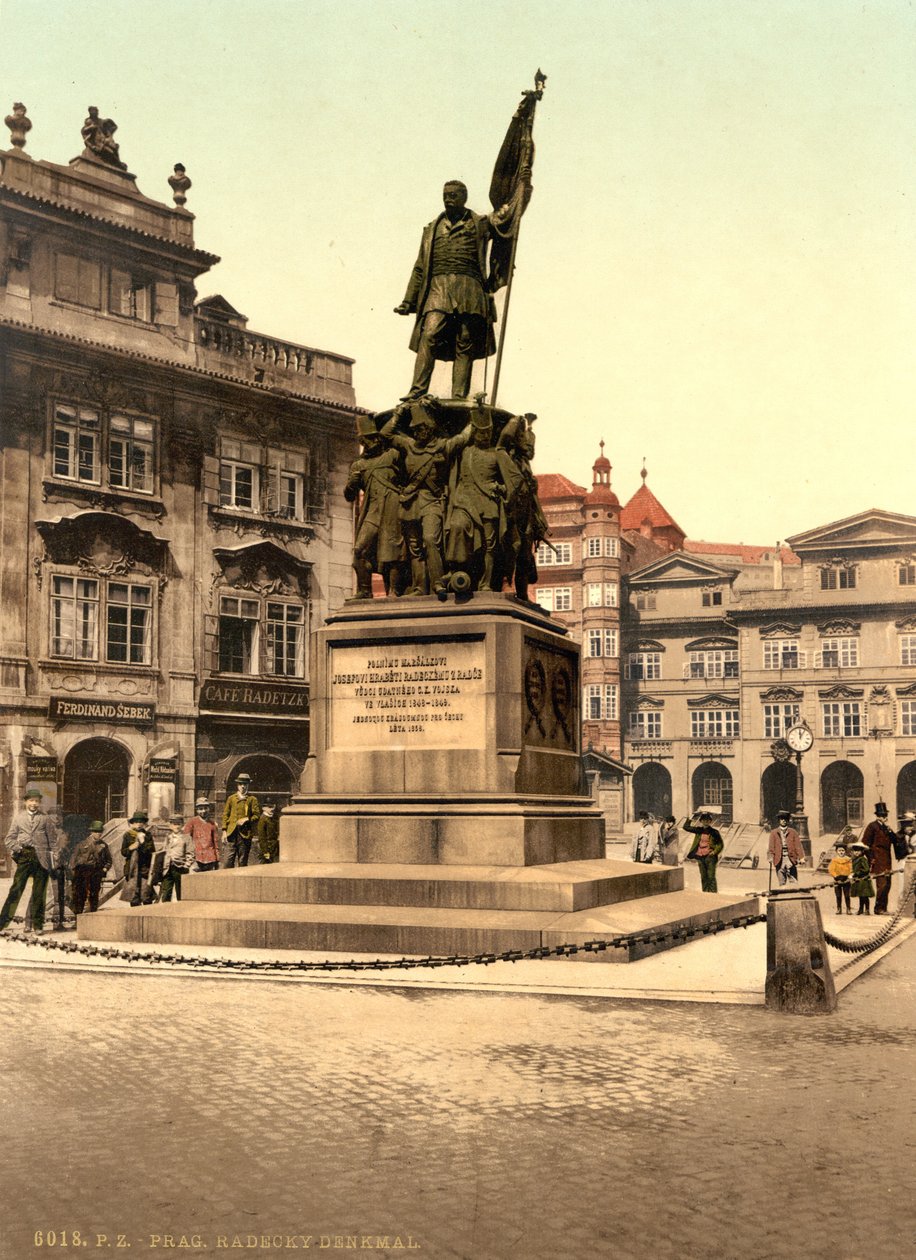 Memorial de Radetzky em Praga, c.1890 (cartão da cor) de Unbekannt Unbekannt
