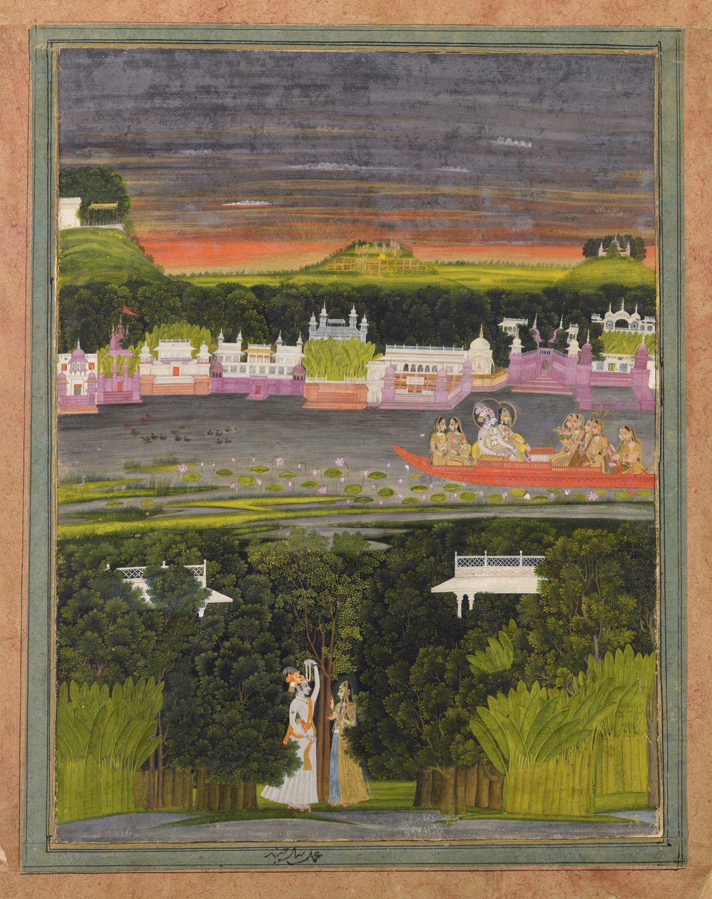 Radha e Krishna no barco do amor de Unbekannt Unbekannt