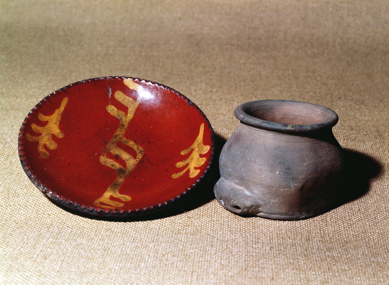 Copo Redware e prato, c.1780 cerâmica de Unbekannt Unbekannt