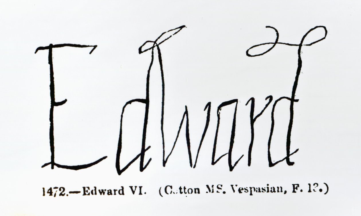 Reprodução da assinatura de Edward VI (1537-1553) de Unbekannt Unbekannt