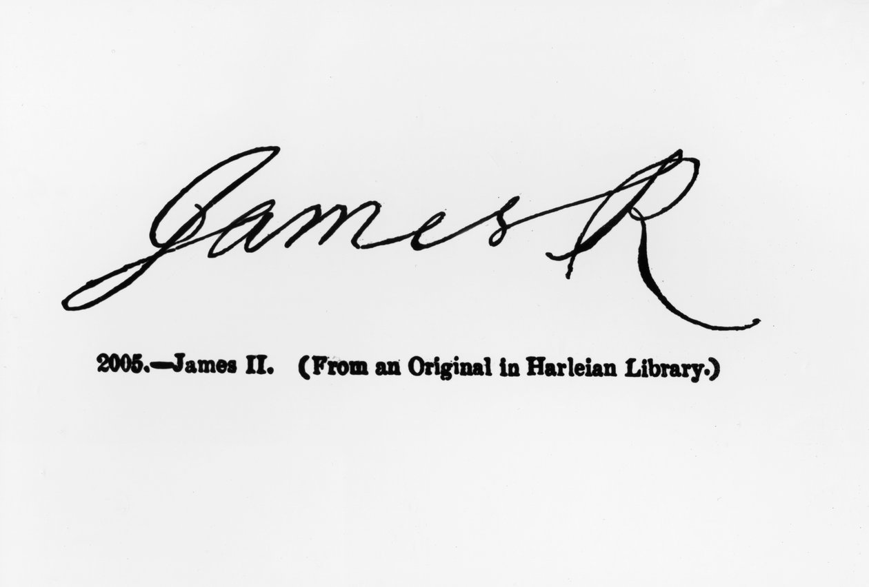 Reprodução da assinatura de James II (1633-1701) de Unbekannt Unbekannt