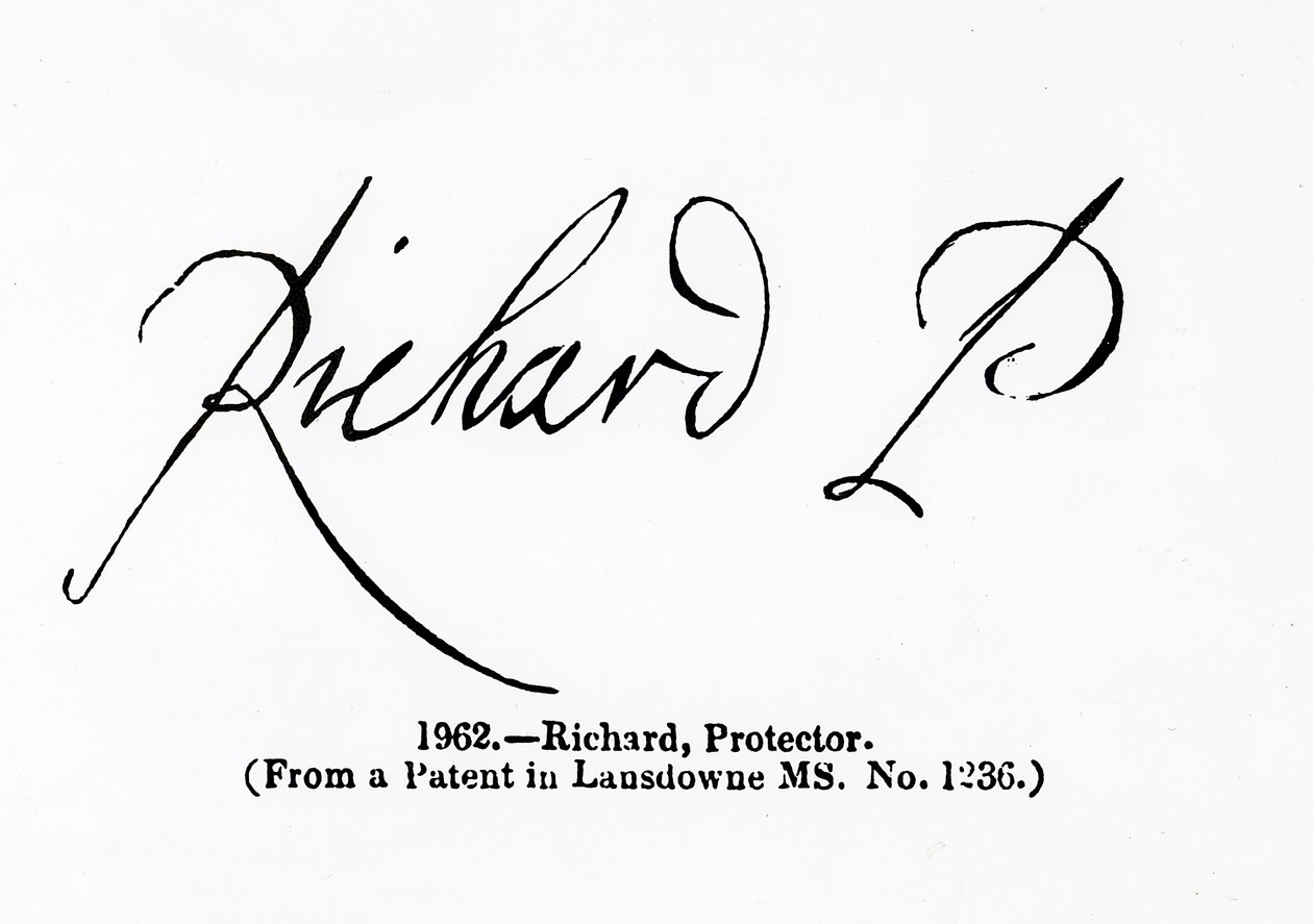 Reprodução da assinatura de Richard Cromwell (1626-1712) Lord Protector de Unbekannt Unbekannt