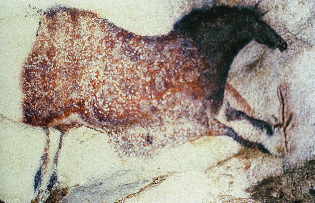 Pintura de pedra de um cavalo galopante, c.17000 aC de Unbekannt Unbekannt