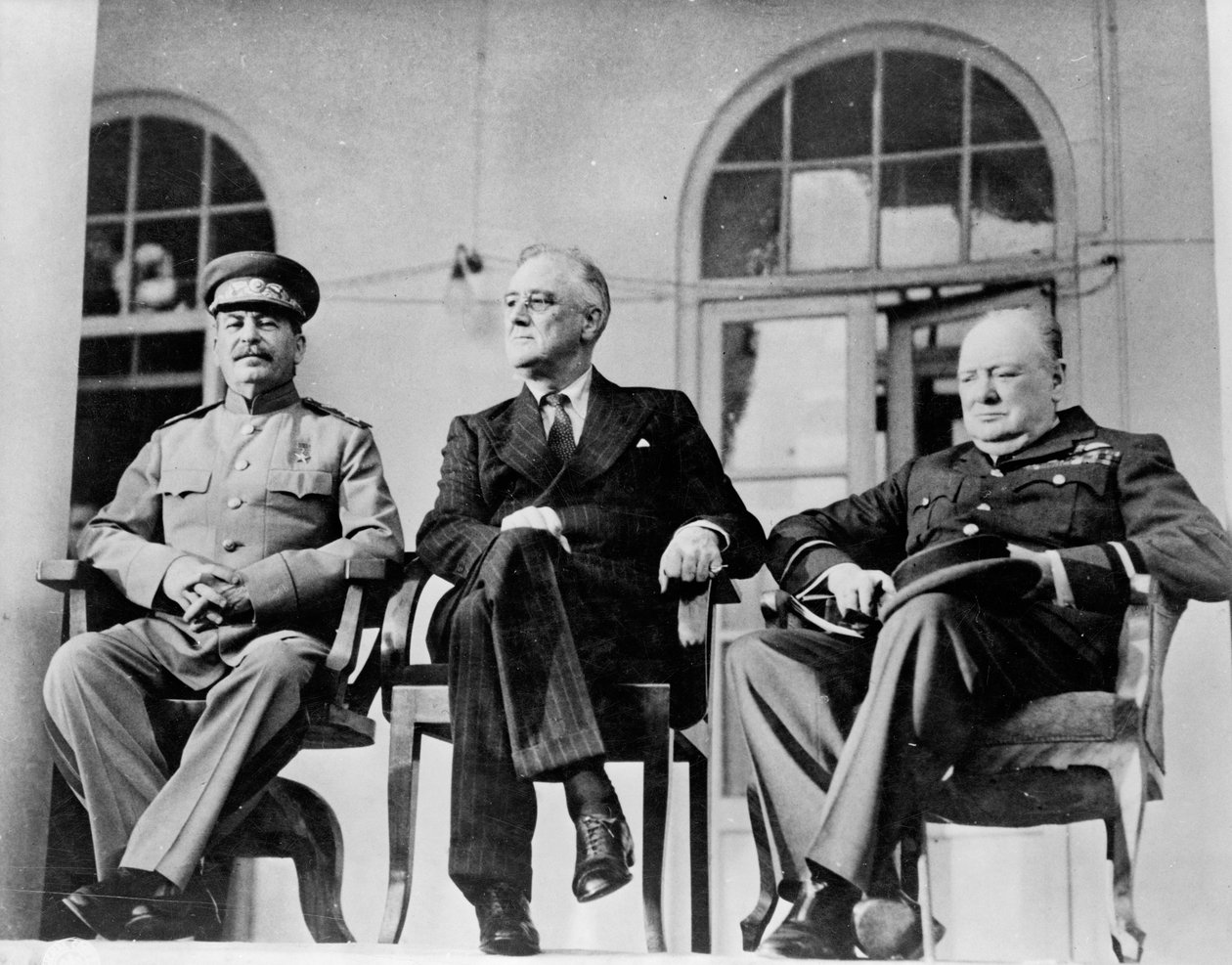 Roosevelt, Stalin e Churchill na conferência de Teerã, 1943 de Unbekannt Unbekannt