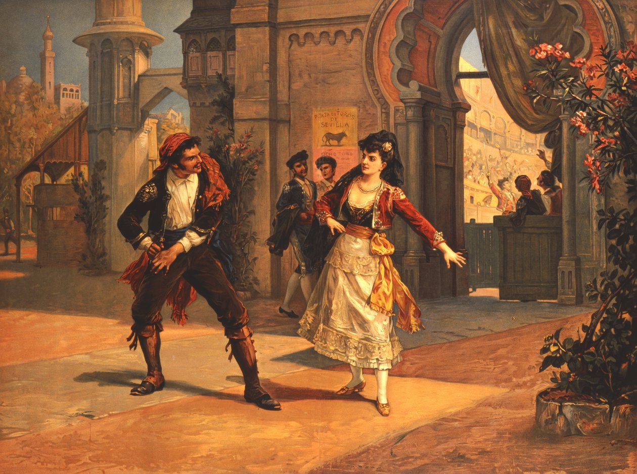 Cena da ópera &39;Carmen&39;, de Georges Bizet (1838-75) de Unbekannt Unbekannt