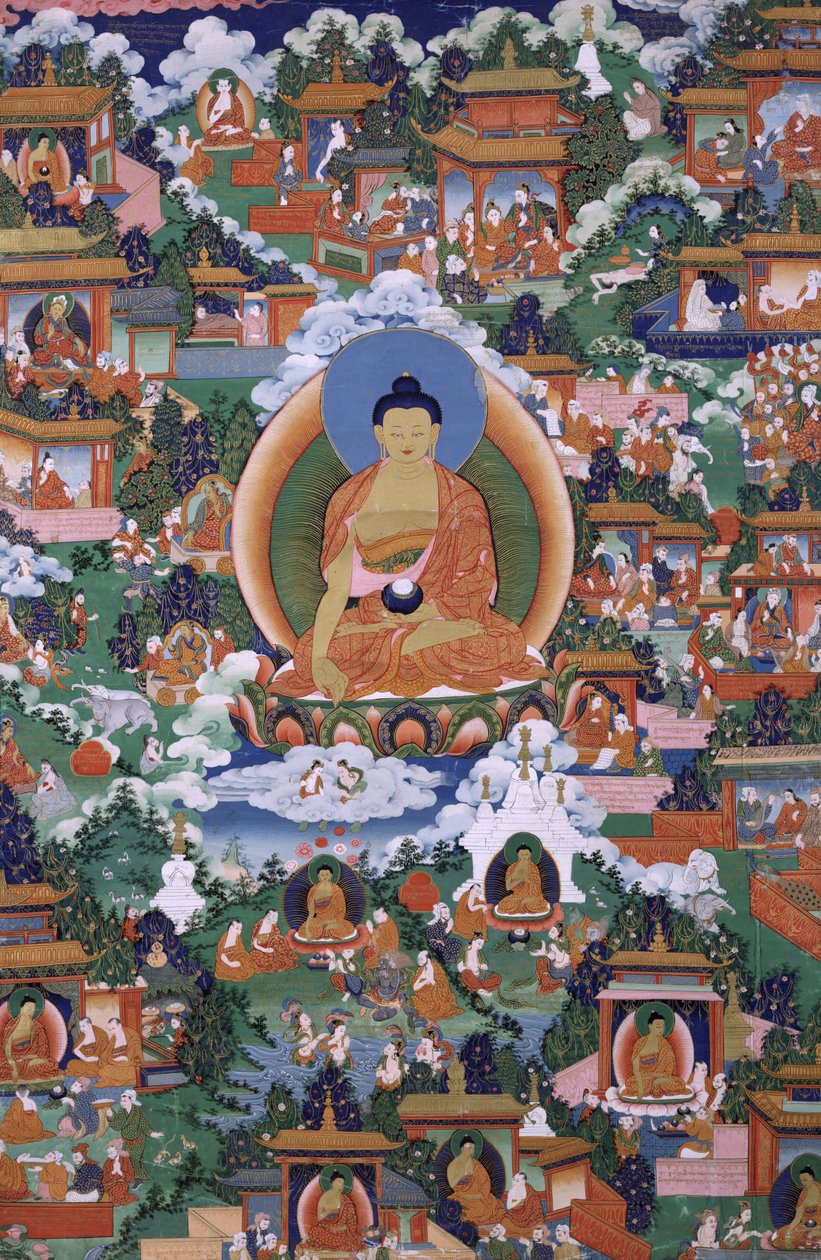 Buda Shakyamuni com cenas de lenda de Avadana de Unbekannt Unbekannt