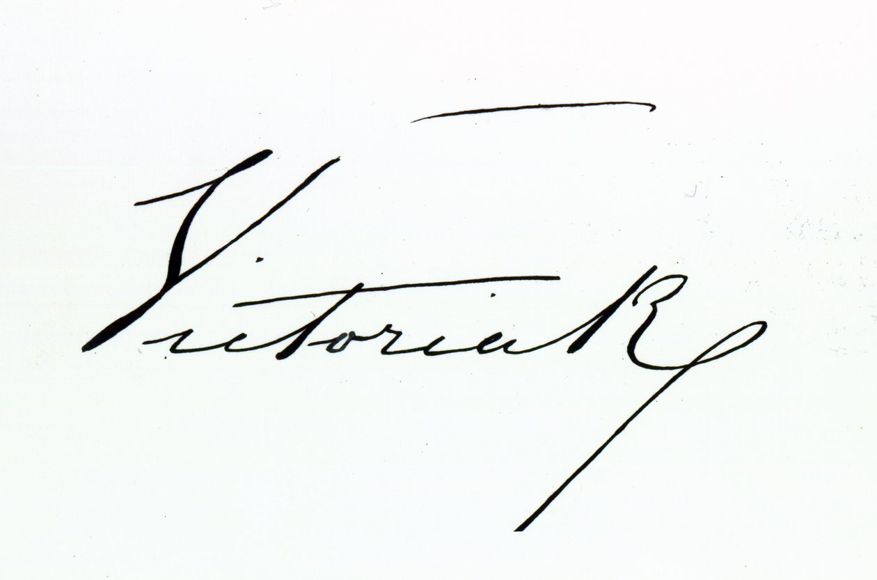 Assinatura da Rainha Vitória (caneta e tinta sobre papel de Unbekannt Unbekannt