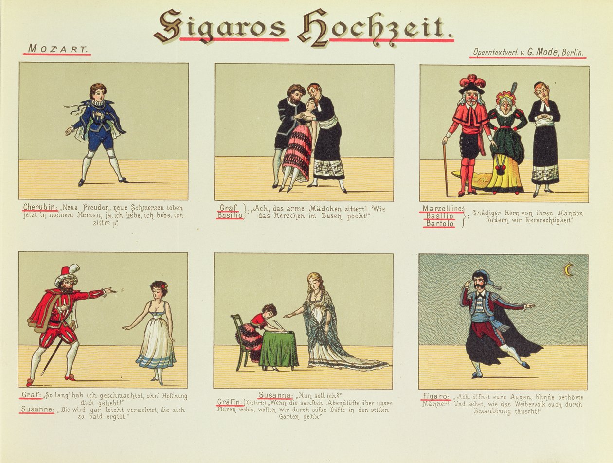 Seis cenas da ópera &39;O Casamento de Figaro&39;, de Wolfgang Amadeus Mozart (1756-91) de Unbekannt Unbekannt