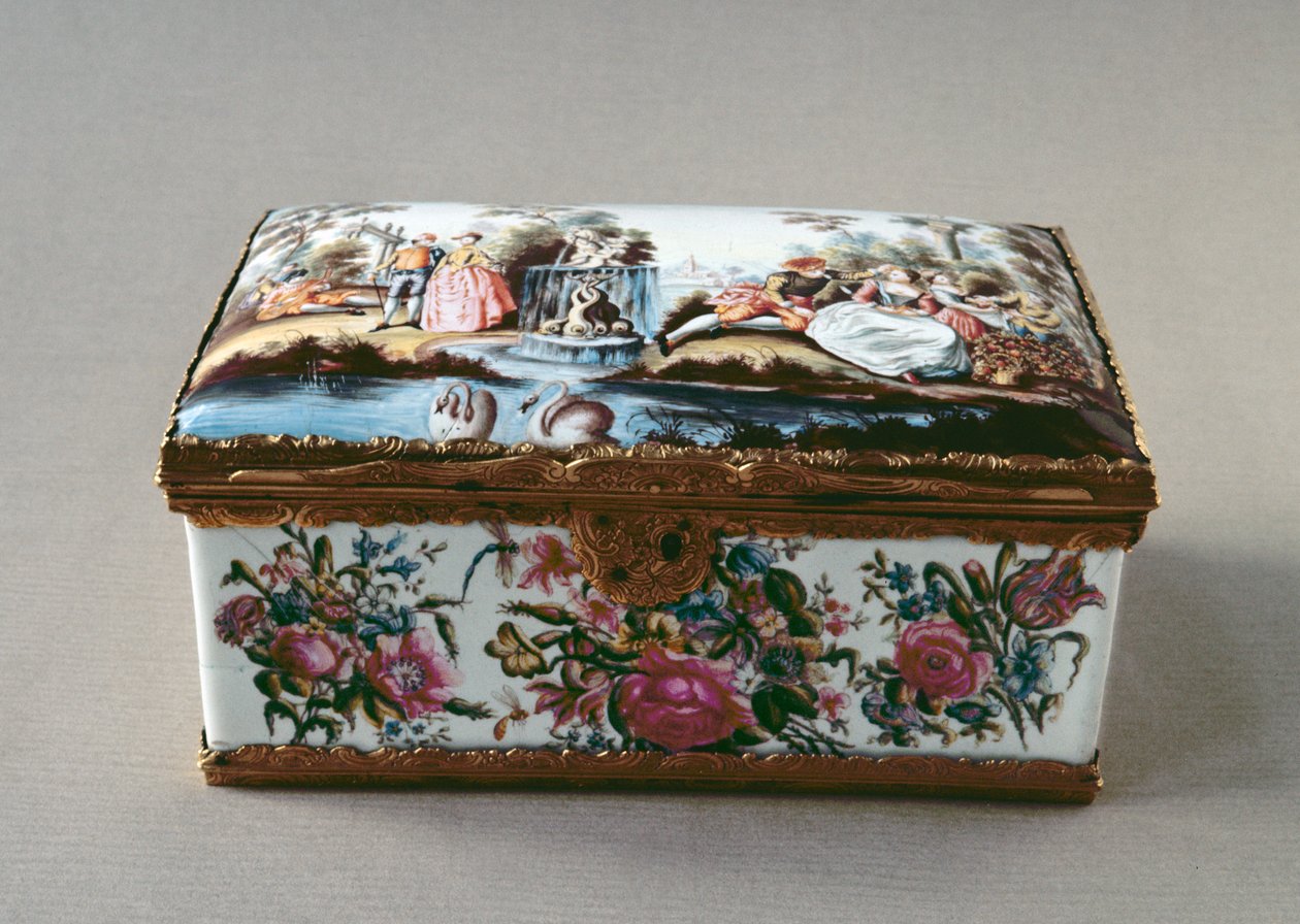 Caixa de rapé, c.1750 com esmalte dourado de Unbekannt Unbekannt