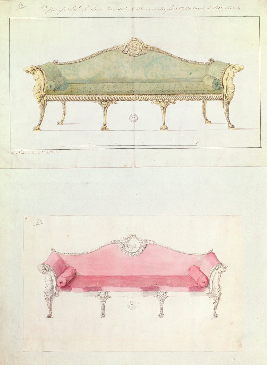Sofá desenhado por Robert Adam, 1770s de Unbekannt Unbekannt