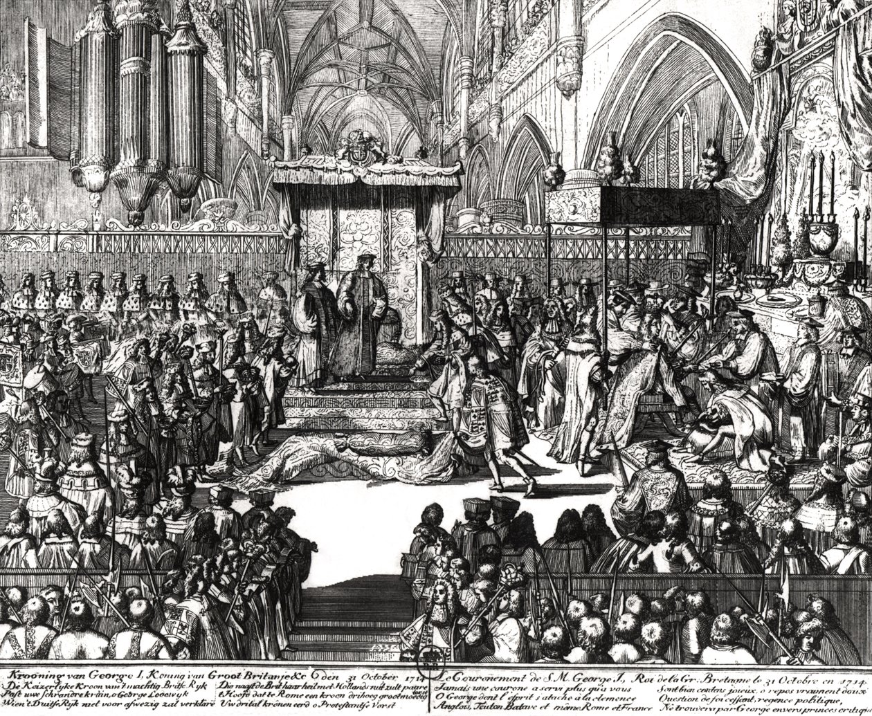 A coroação do rei George I (1660-1727) na Abadia de Westminster, 31 de outubro de 1714 de Unbekannt Unbekannt