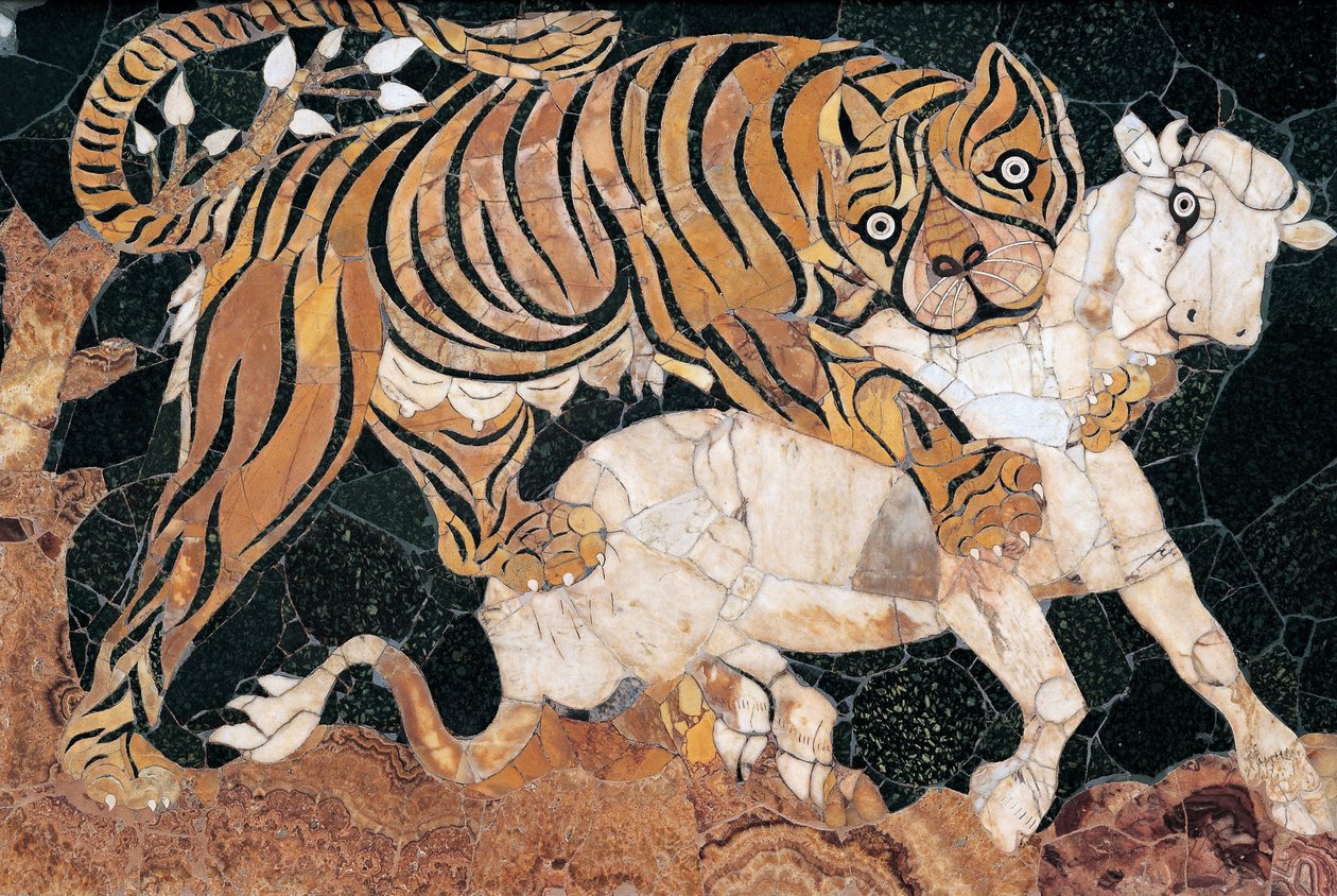 Tigre atacando um bezerro de Unbekannt Unbekannt