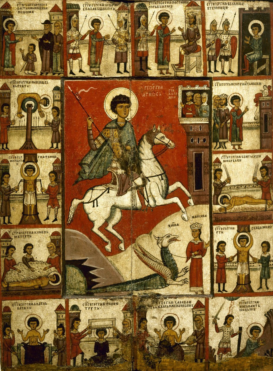 Unknow - Milagre de São Jorge e o Dragão, com cenas de sua vida. Novgorod de Unbekannt Unbekannt