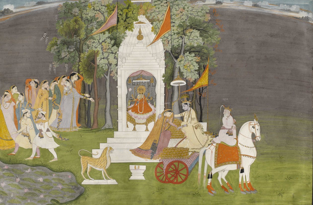 Indiano desconhecido - Krishna Abduting Rukmani do templo de Unbekannt Unbekannt