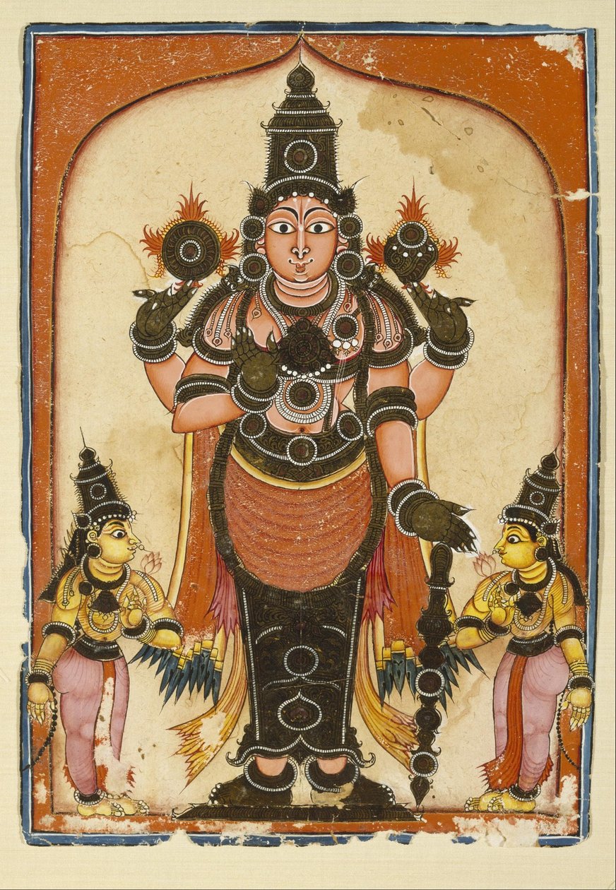 Indiano desconhecido - Lord Vishnu com dois consortes, Sree Devi e Bhu Devi de Unbekannt Unbekannt