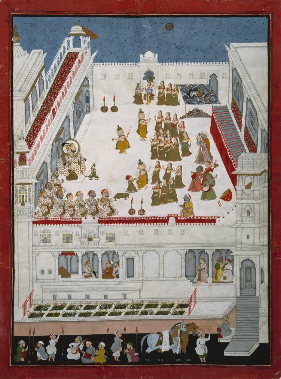 Indígenas desconhecidos - Maharana Jagat Singh II e nobres assistindo os dramas de dança Raslila de Unbekannt Unbekannt