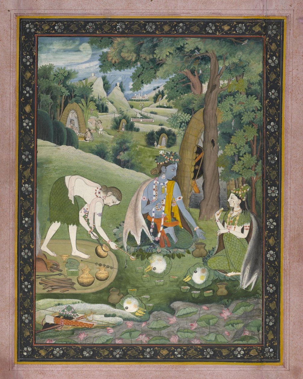 Indígenas desconhecidos - Rama, Lakshmana e Sita Cozinhando e comendo no deserto de Unbekannt Unbekannt