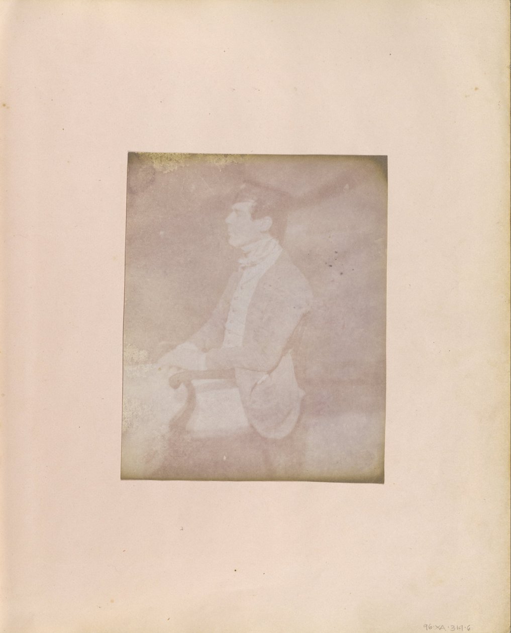 Criador desconhecido, britânico, ativo Índia cerca de 1843 - (Retrato de perfil de um homem sentado em tampão de penas) de Unbekannt Unbekannt