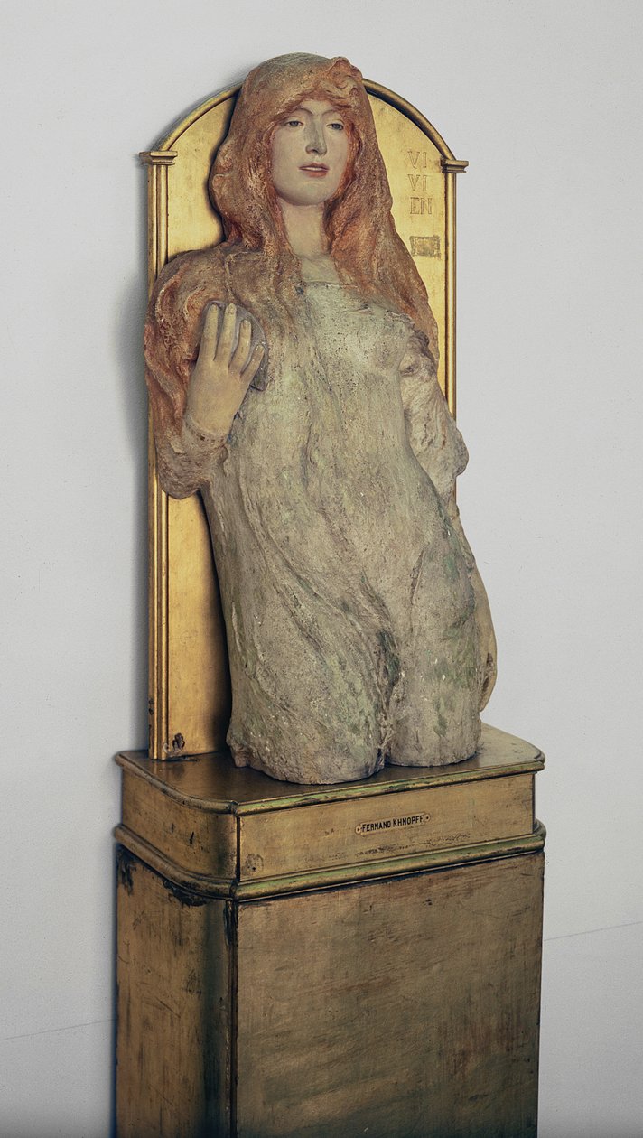 Vivien, de Alfred, "Idylls of the King", de Lord Tennyson, por Fernand Khnopff (1858-1921), 1896 (gesso policromático) de Unbekannt Unbekannt