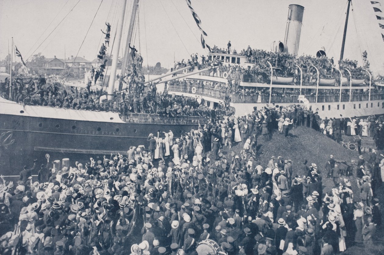 Tropas canadenses voluntárias embarcando em Victoria, British Columbia, Canadá de Unbekannt Unbekannt