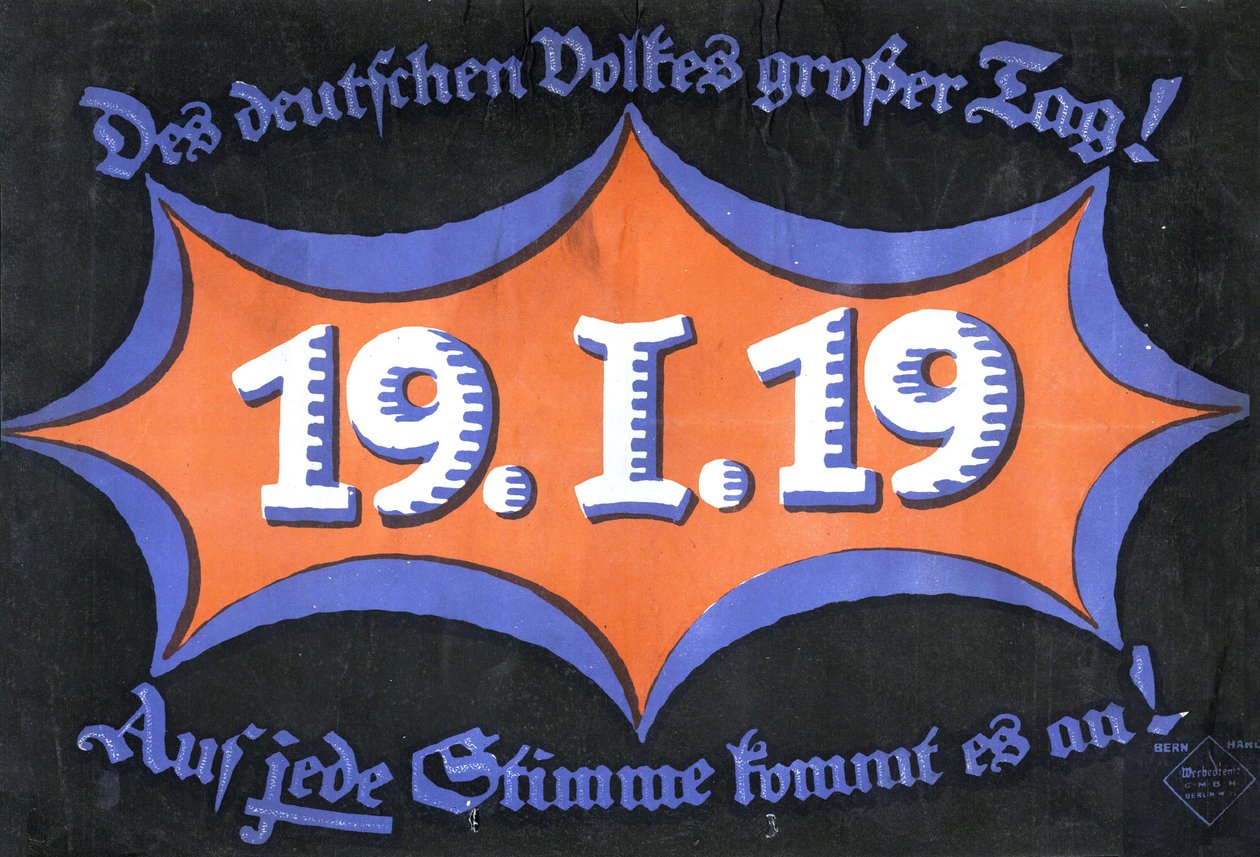 19 de Janeiro de 1919. Eleições federais alemãs, 1919. de Unbekannt