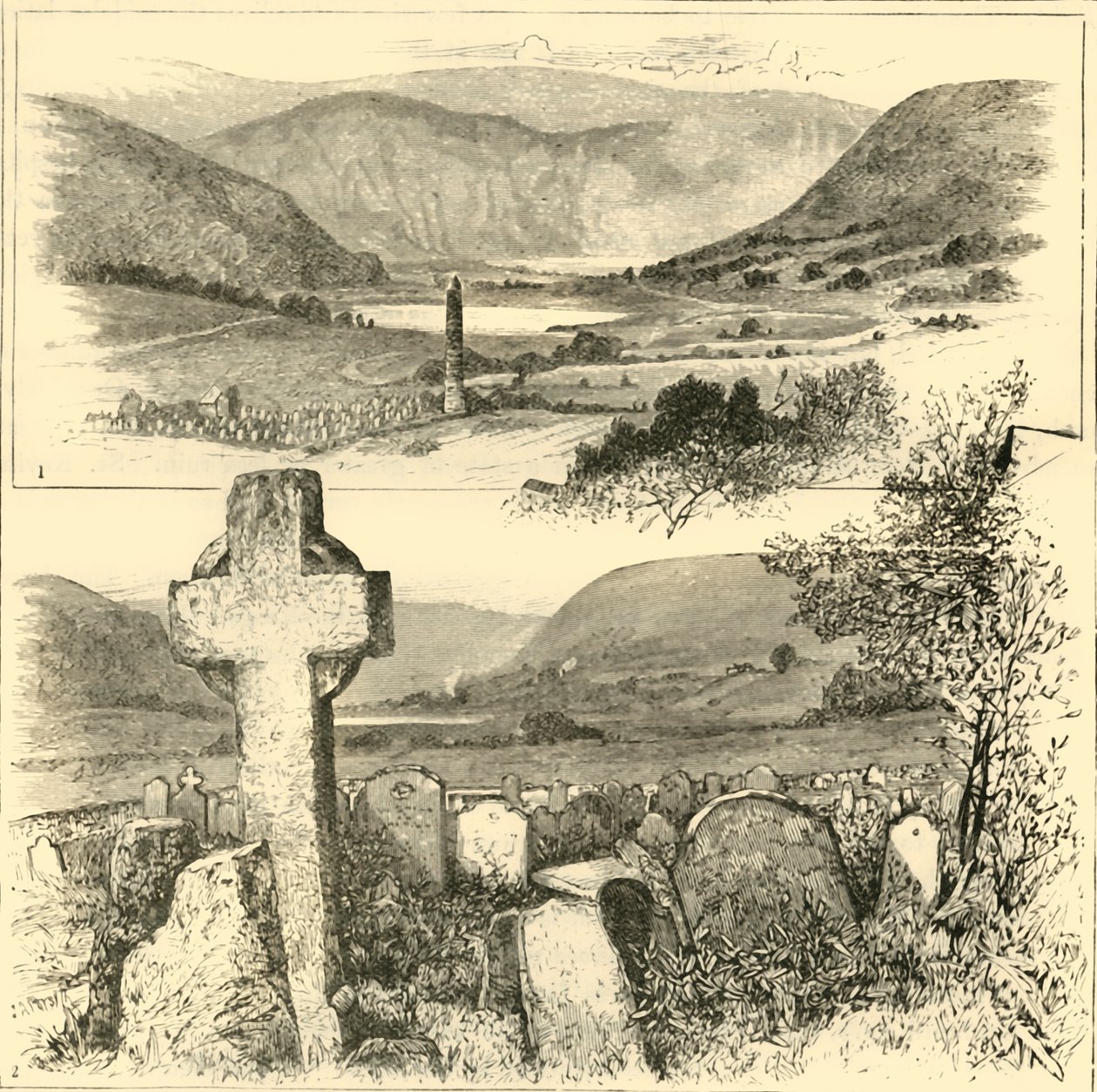 1. O vale de Glendalough. 2. Em Glendalough., 1898. de Unbekannt