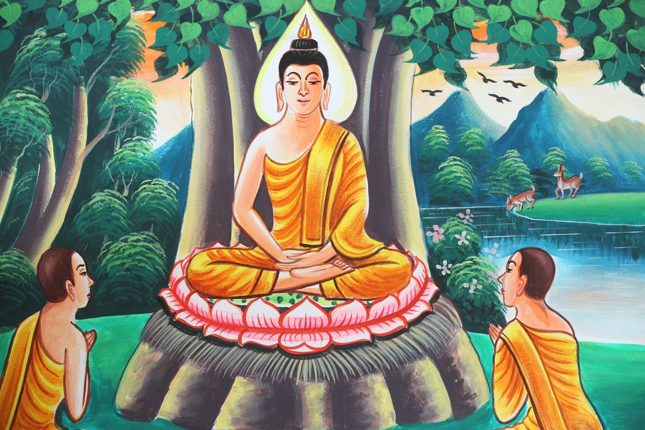 20151103, Kasi, Laos : Pintura retratando a história de vida de Shakyamuni Buda de Unbekannt