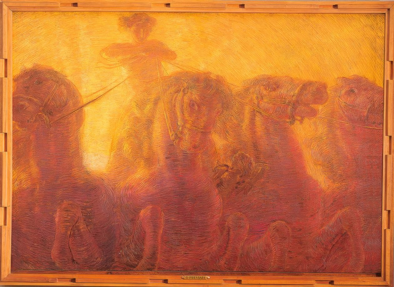 4 cavalos desenfreados puxando a carruagem do Sol de Unbekannt