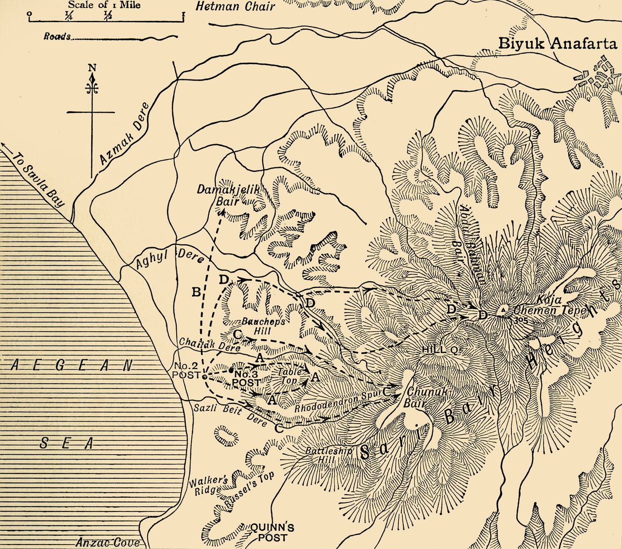 ANZAC adiantado, península de Gallipoli, Primeira Guerra Mundial, 1915, c1920. de Unbekannt