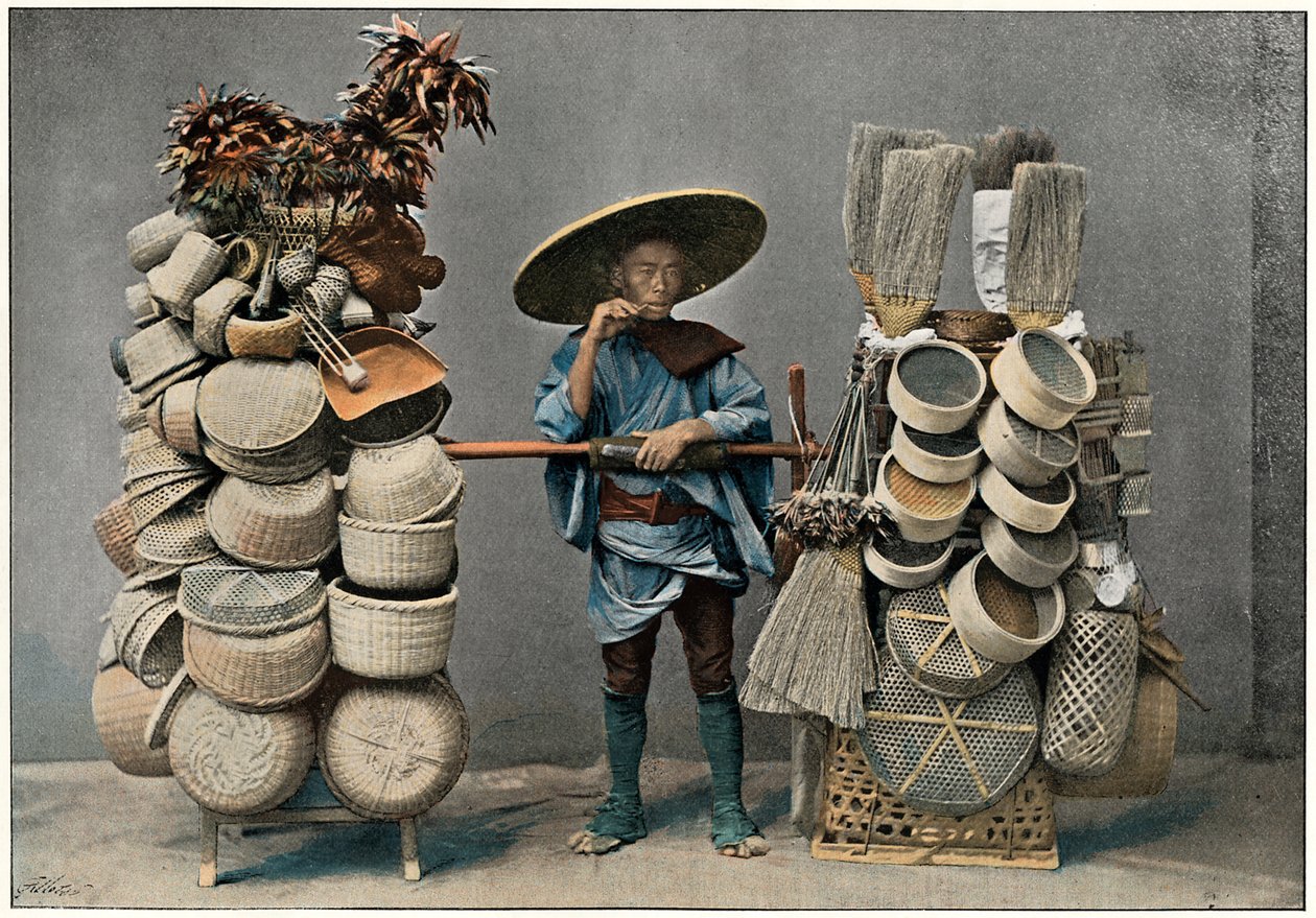 Um cesto que faz o comerciante, c1890 de Unbekannt