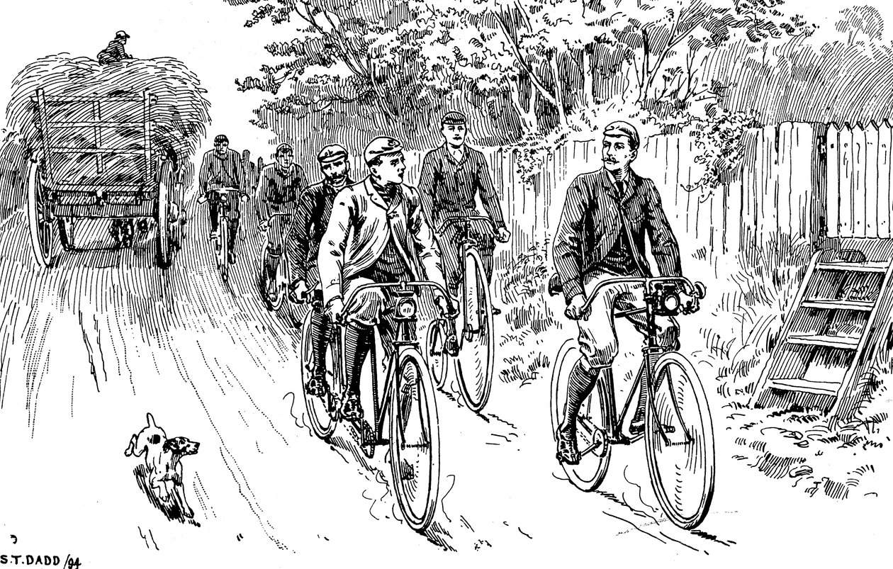 Um clube de ciclismo britânico para um passeio no campo, 1895 de Unbekannt
