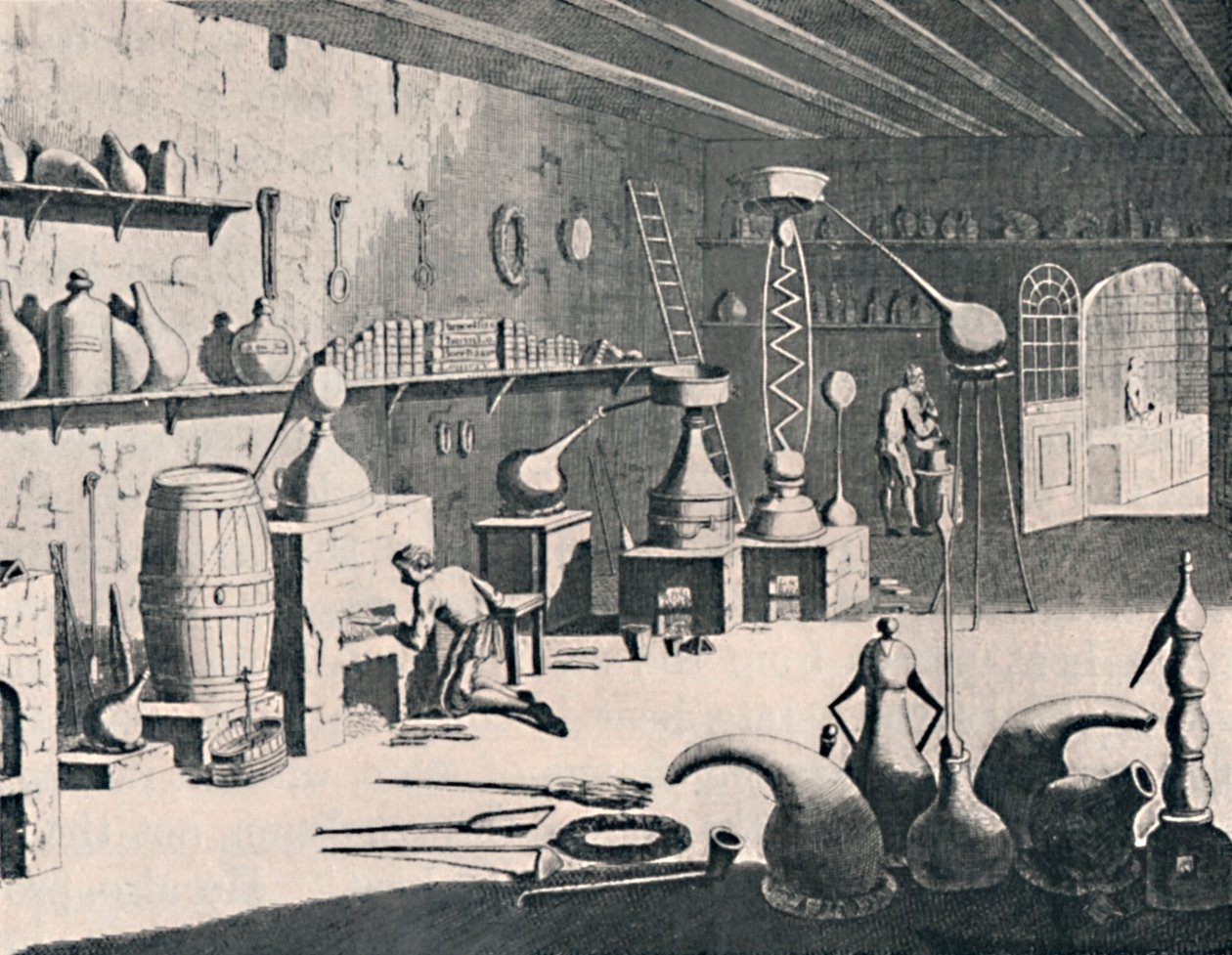 Um laboratório químico em 1747, 1747, 1904 de Unbekannt