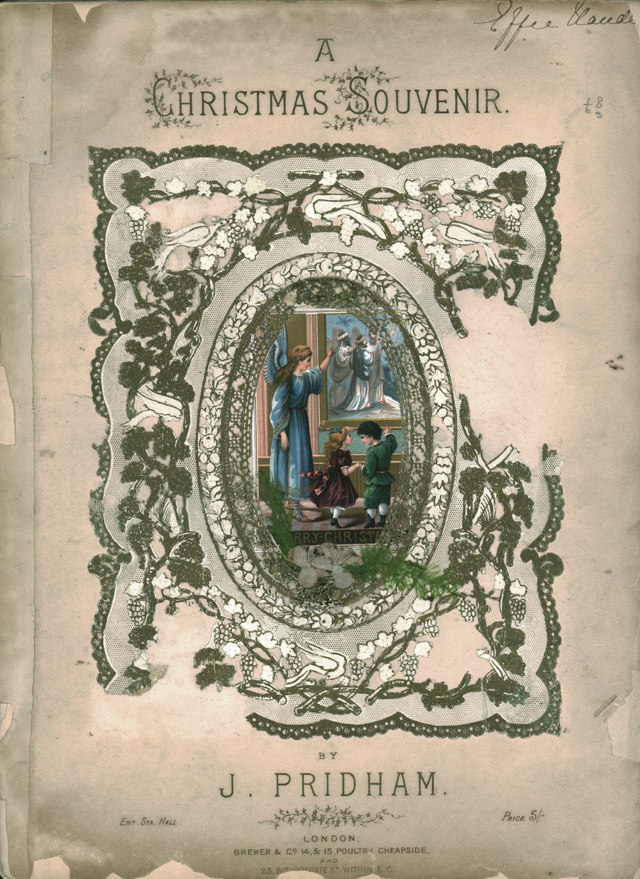 Lembrança de Natal, capa de uma partitura, c1860s de Unbekannt