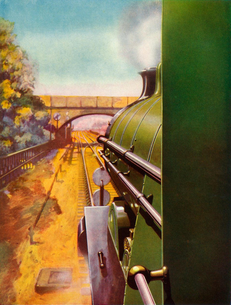 Uma estrada desobstruída do táxi de uma locomotiva atlântica Railway do sul, 1935. de Unbekannt