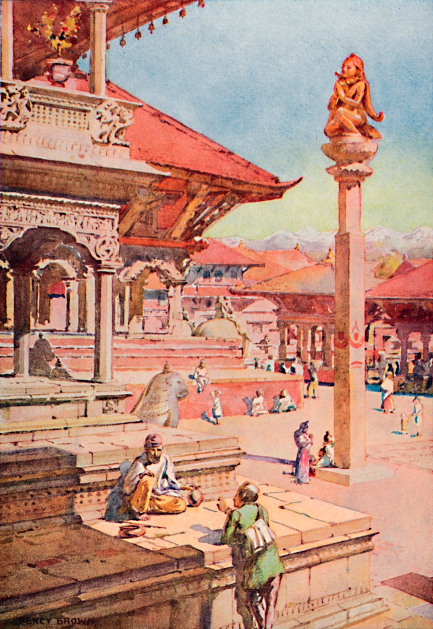 Um canto da Praça Durbar, Patan, Nepal, 1913 de Unbekannt