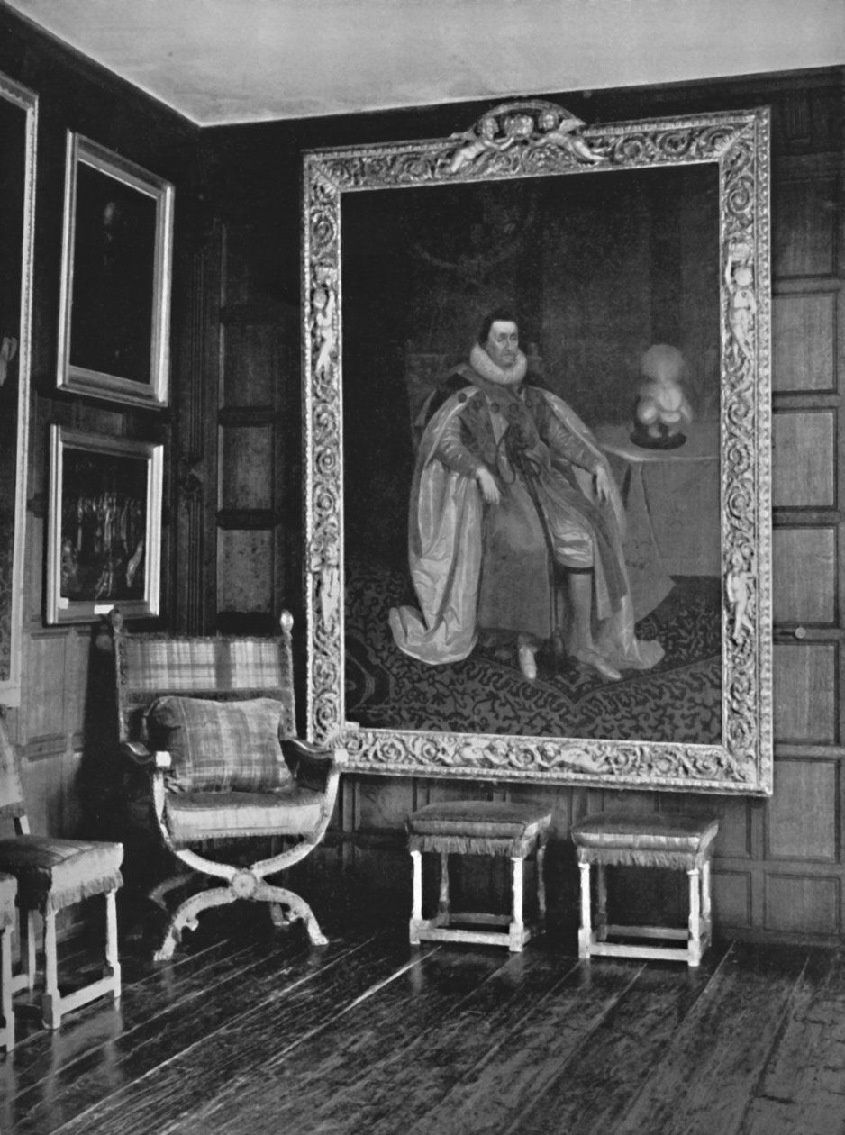 Um canto da Galeria Leicester, Knole. Com retrato de James I, 1928 de Unbekannt