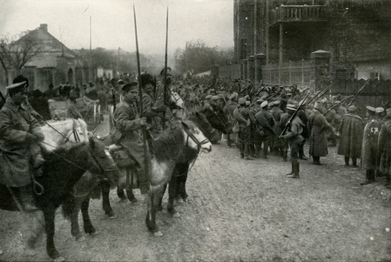 Patrulha cossaca e infantaria russa, 1919. de Unbekannt