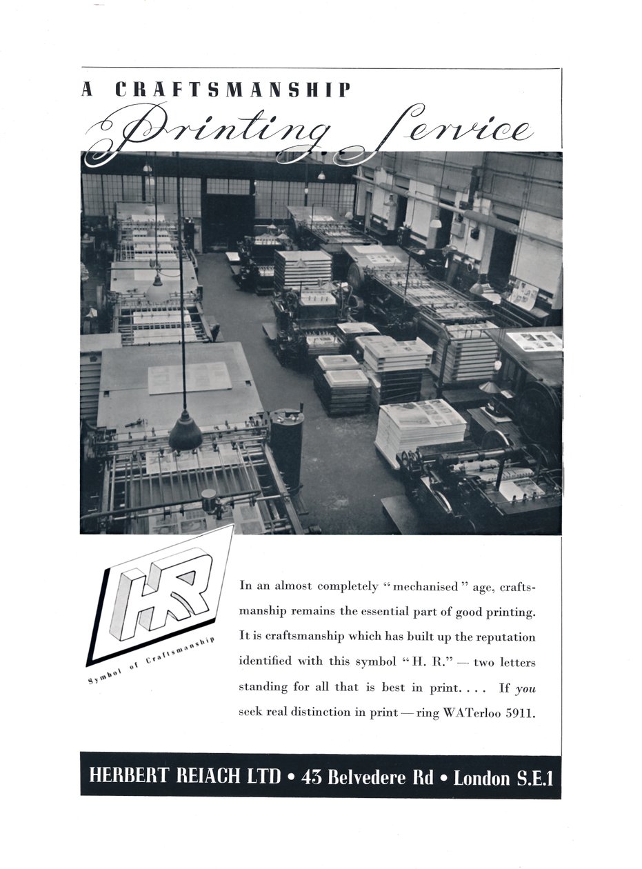 Serviço de impressão artesanal - Herbert Reiach Ltd, 1939 de Unbekannt