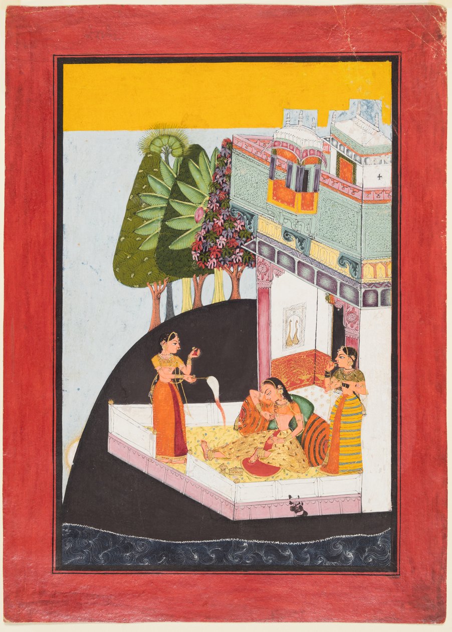 Uma Senhora Desconsolada em um Terraço com Atendentes, c. 1730 de Unbekannt