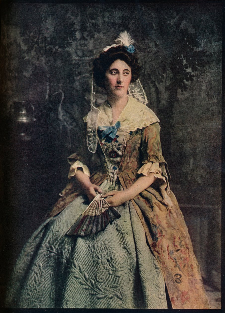 Um vestido do início do século XVIII, com um belo exemplo de anágua acolchoada, c1913 de Unbekannt