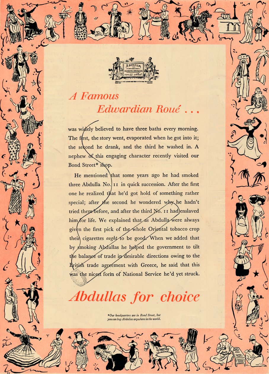 Um famoso Edwardian Roue Abdullas pela escolha, 1939 de Unbekannt