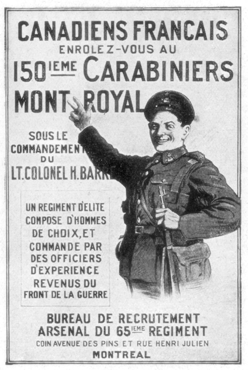 Um cartaz de recrutamento do exército canadense francês, 1914 de Unbekannt