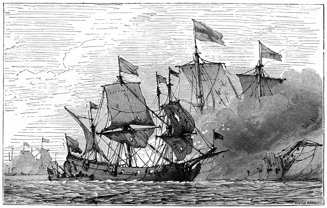 Um navio de fogo francês brûlot, século XVIII, 1898 de Unbekannt