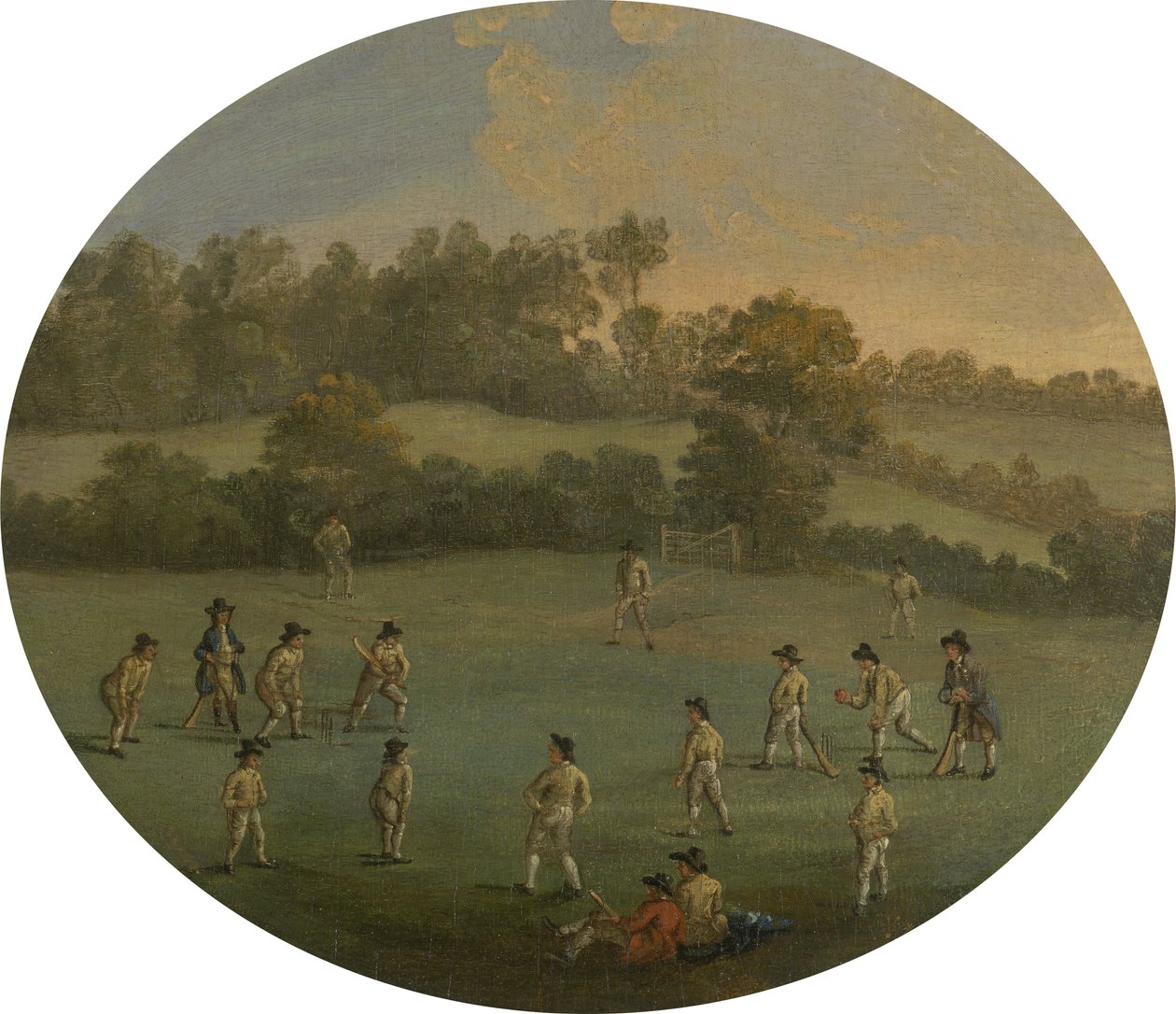 Um jogo de críquete O Royal Academy Club em Marylebone Fields, agora Regent