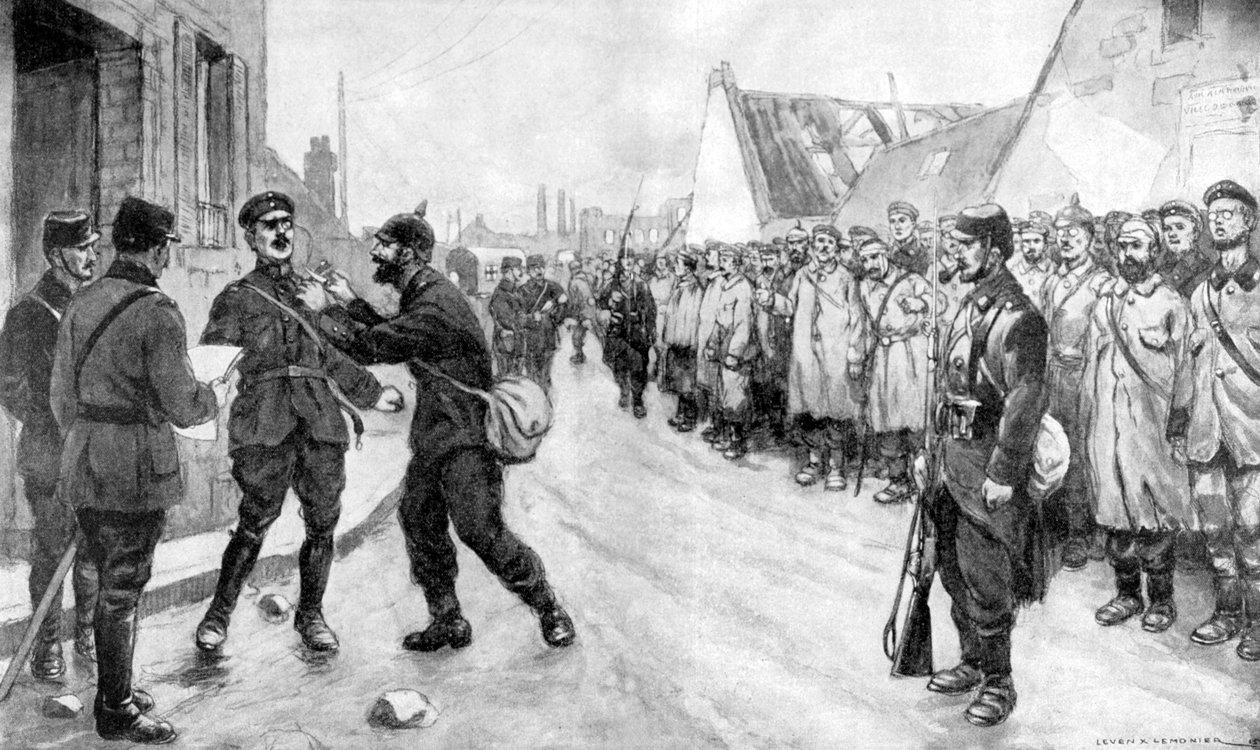 Um prisioneiro alemão ousa atacar um oficial, França, Primeira Guerra Mundial, 1915 de Unbekannt