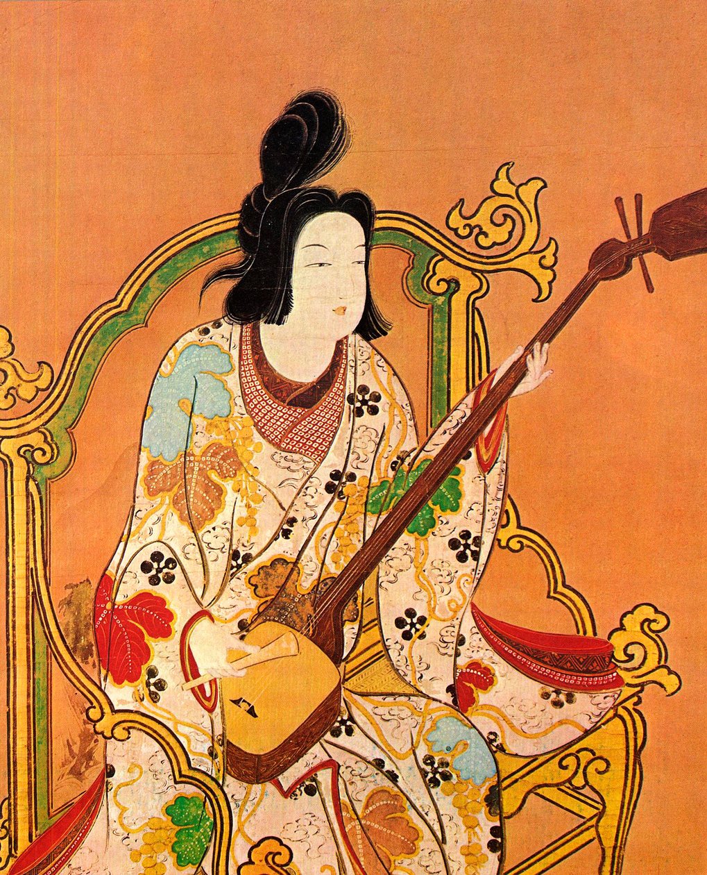 A Girl Playing a Shamisen, segunda metade do século XVII. de Unbekannt